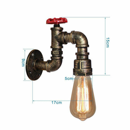 Metall Wasserpfeife Deckenleuchte Wandleuchte Vintage Industriell Rustikal Steampunk Lampe Leuchte Gebürstetes Messing LEDSone DE-7